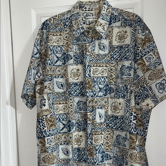 Pierre‎ Cardin Blue and Brown Casual Button Down Shirt - Picture 7 of 9
